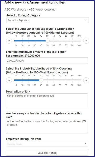 CobbleStone Software risk rating feature.