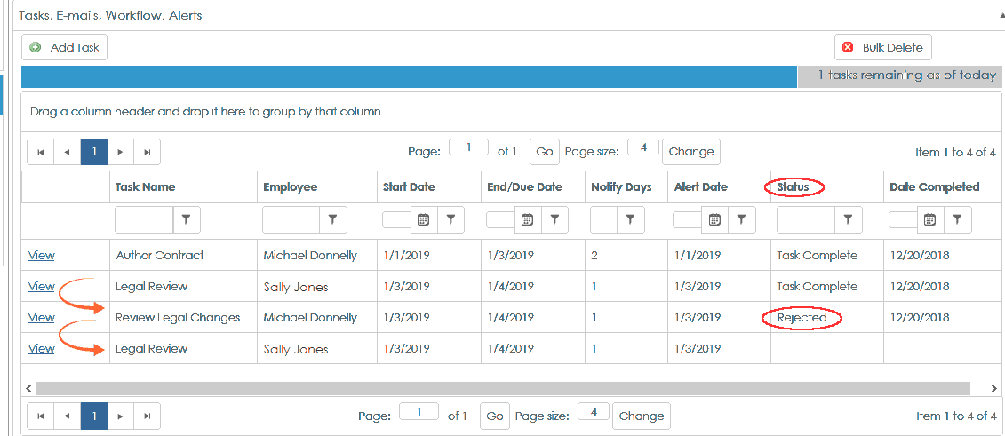 Contract Workflow Step 2 is Rejection