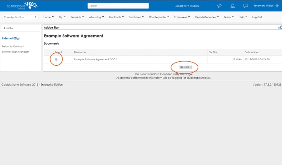 CobbleStone Contract Insight Choose Document Version