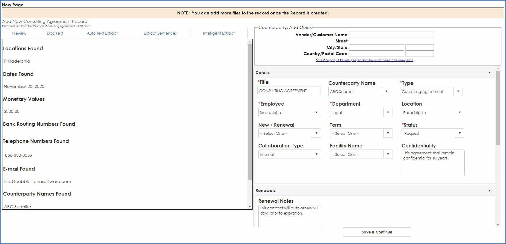 Use Contract Insight's VISDOM for contract creation through data extraction.