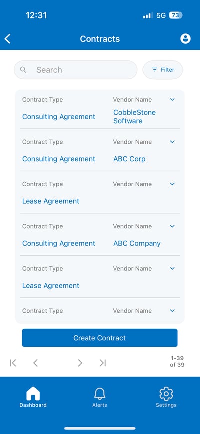 CobbleStone Mobile App Redesign Contract Record Selection