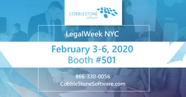 CobbleStone Softwaer will exhibit at Legalweek's LegalTech event. 