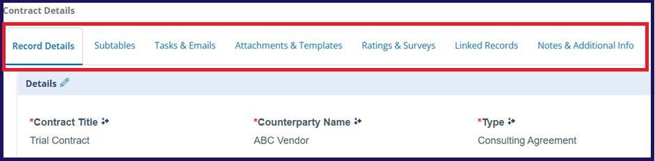 5. Contract Details Preloaded Tabs