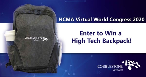 Enter to win a CobbleStone high tech backpack at NCMA Virtual World Congress 2020.