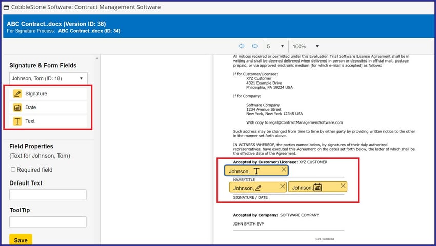 CobbleStone Software offers electronic signature process placeholders.