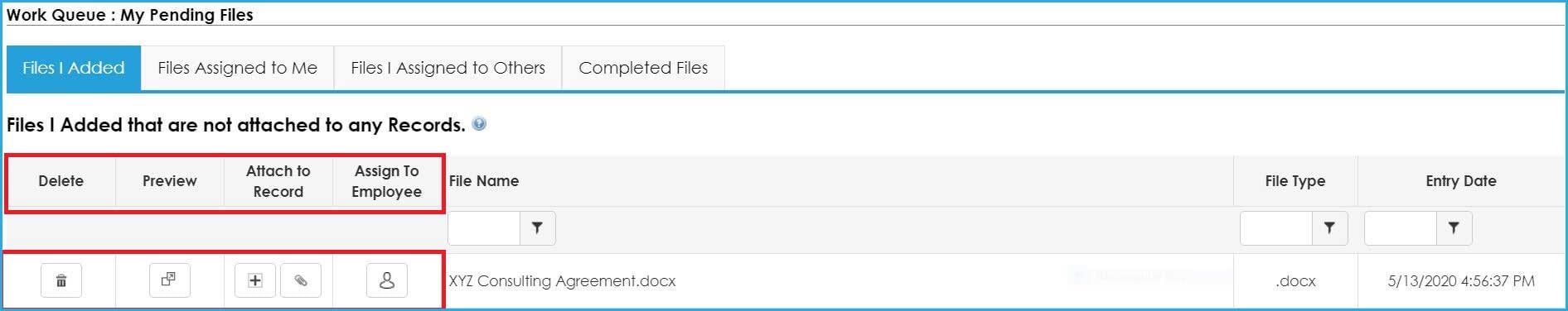 The Drag and Drop File Queue shown in Contract Insight 17.6.0.