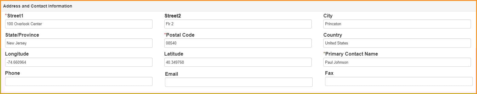 Contract Insight 17.4.0 automatically populates fields when adding a company.