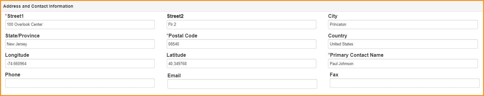 Contract Insight 17.4.0 automatically populates fields when adding a company.