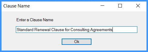 CobbleStone Software allows you to name standard clauses.