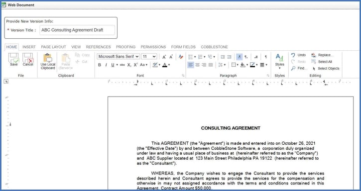 CobbleStone Software offers an online document editor on the eApproval Gateway.