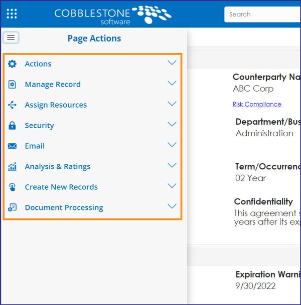 CobbleStone Contract Insight 22.1.0 record details page EXPANDED.