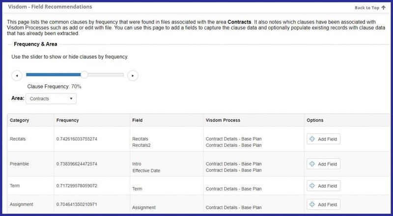 CobbleStone Contract Insight 22.1.0 metadata field recommendations.