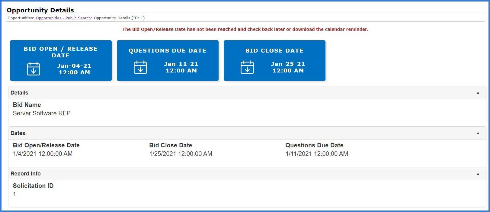 CobbleStone Software offers pre-release bid and opportunity details.