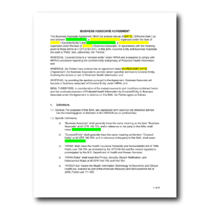 Contract Template - Business Associate Agreement