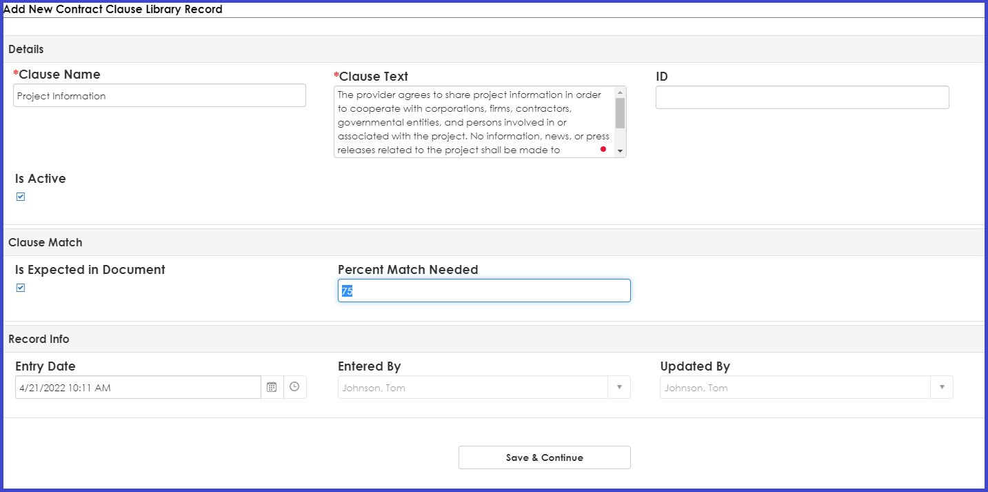 You can add your own clauses into VISDOM AI.